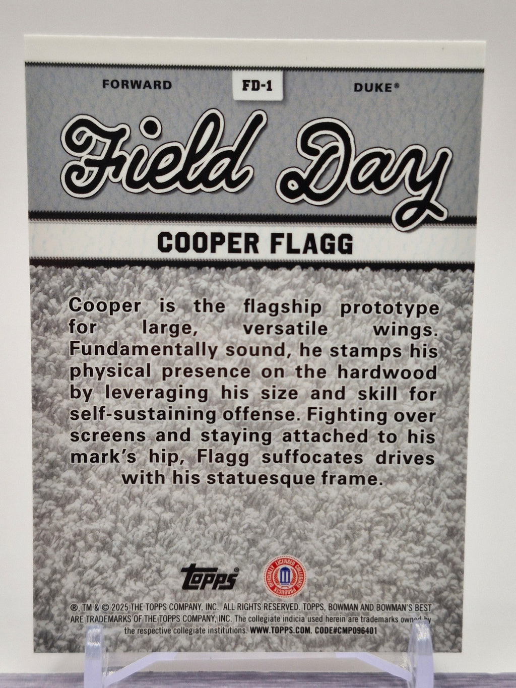 2024-25 Bowman's Best University #FD-1 Cooper Flagg Field Day Gold Refractors