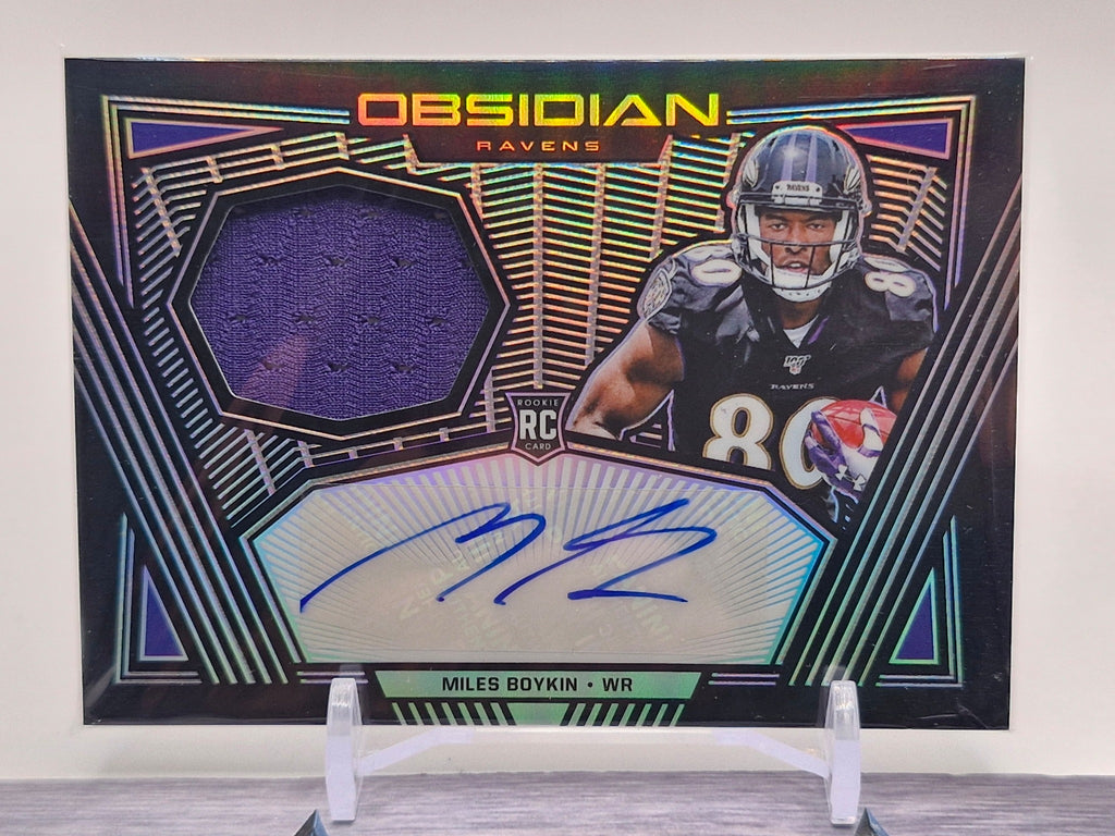 2019 Panini Obsidian #RJA-MBO Miles Boykin Rookie Jersey Autos #/150