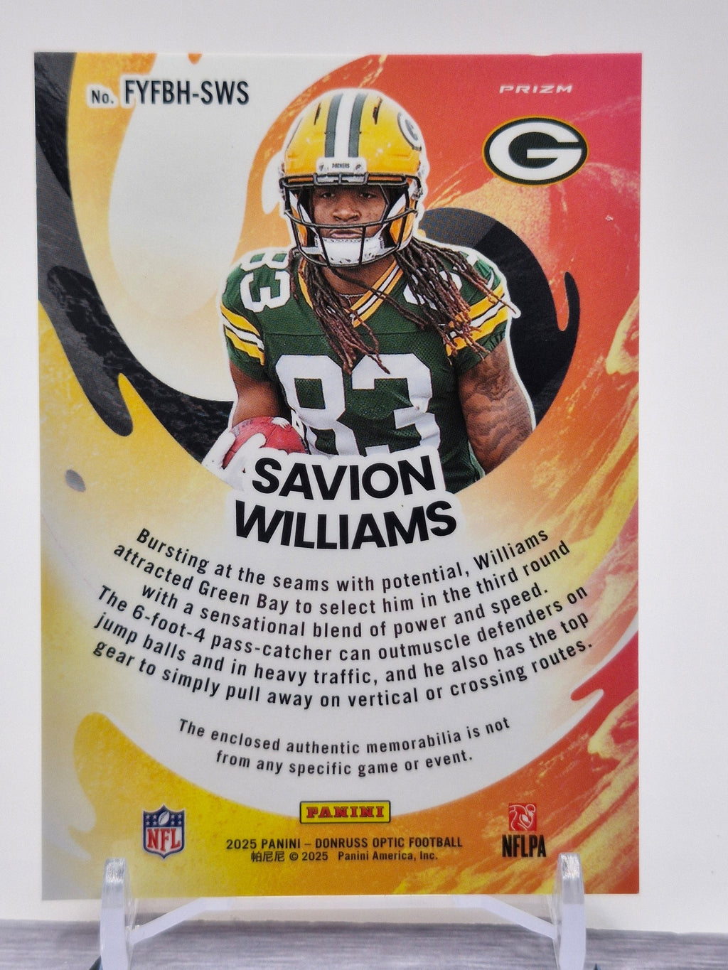 2025 Donruss Optic #FYFBH-SWS Savion Williams First Year Fresh Blue Hyper