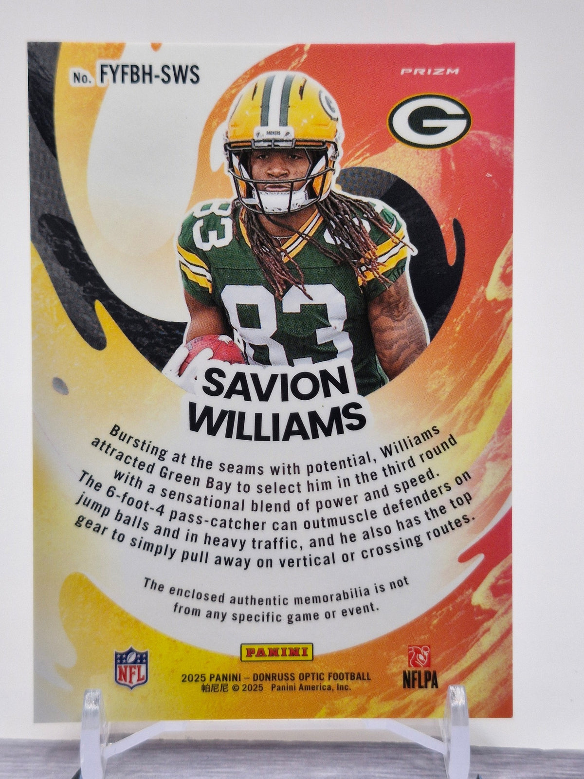 2025 Donruss Optic #FYFBH-SWS Savion Williams First Year Fresh Blue Hyper