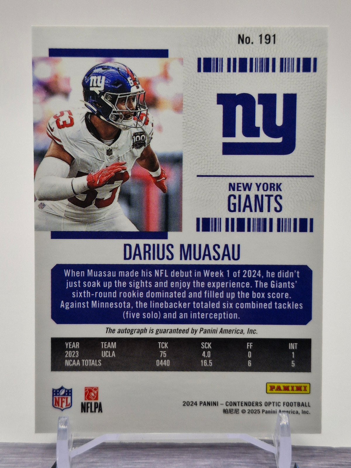 2024 Panini Contenders Optic #191 Darius Muasau