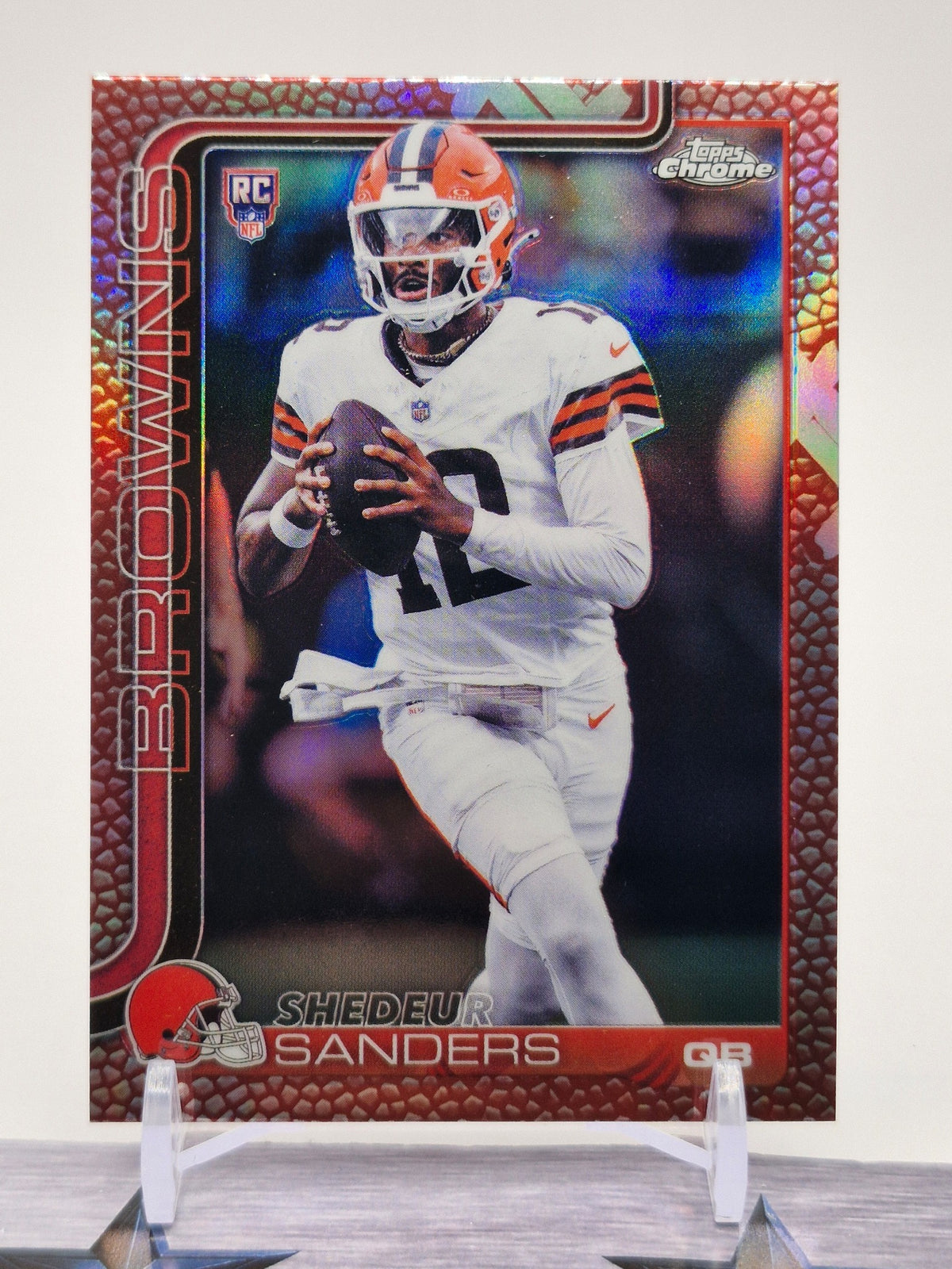 2025 Topps Chrome #315 Shedeur Sanders Football Leather Refractor