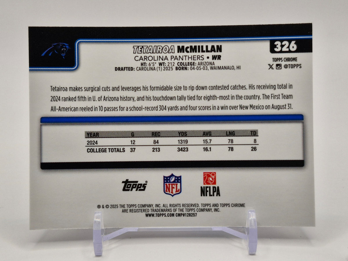 2025 Topps Chrome #326 Tetairoa McMillan Topps Refractor