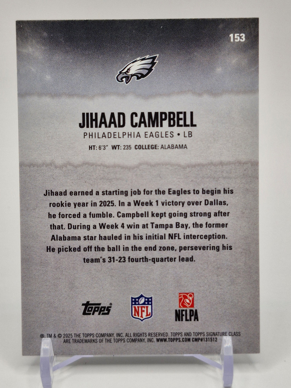 2025 Topps Signature Class #153 Jihaad Campbell Blue & Yellow