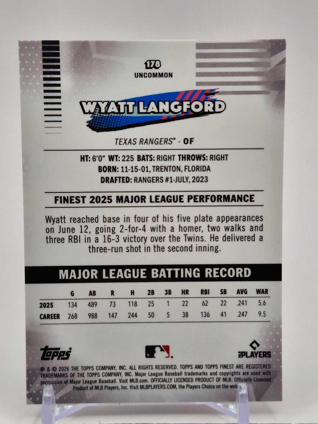2026 Finest #178 Wyatt Langford