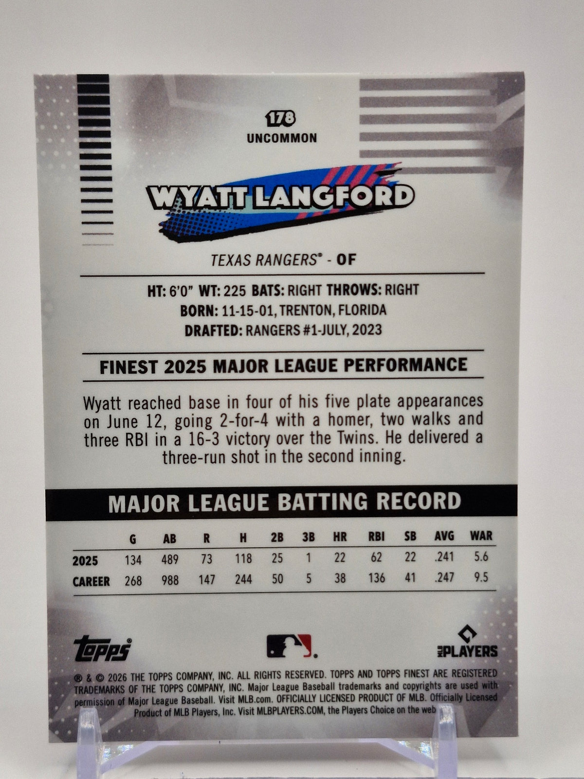 2026 Finest #178 Wyatt Langford