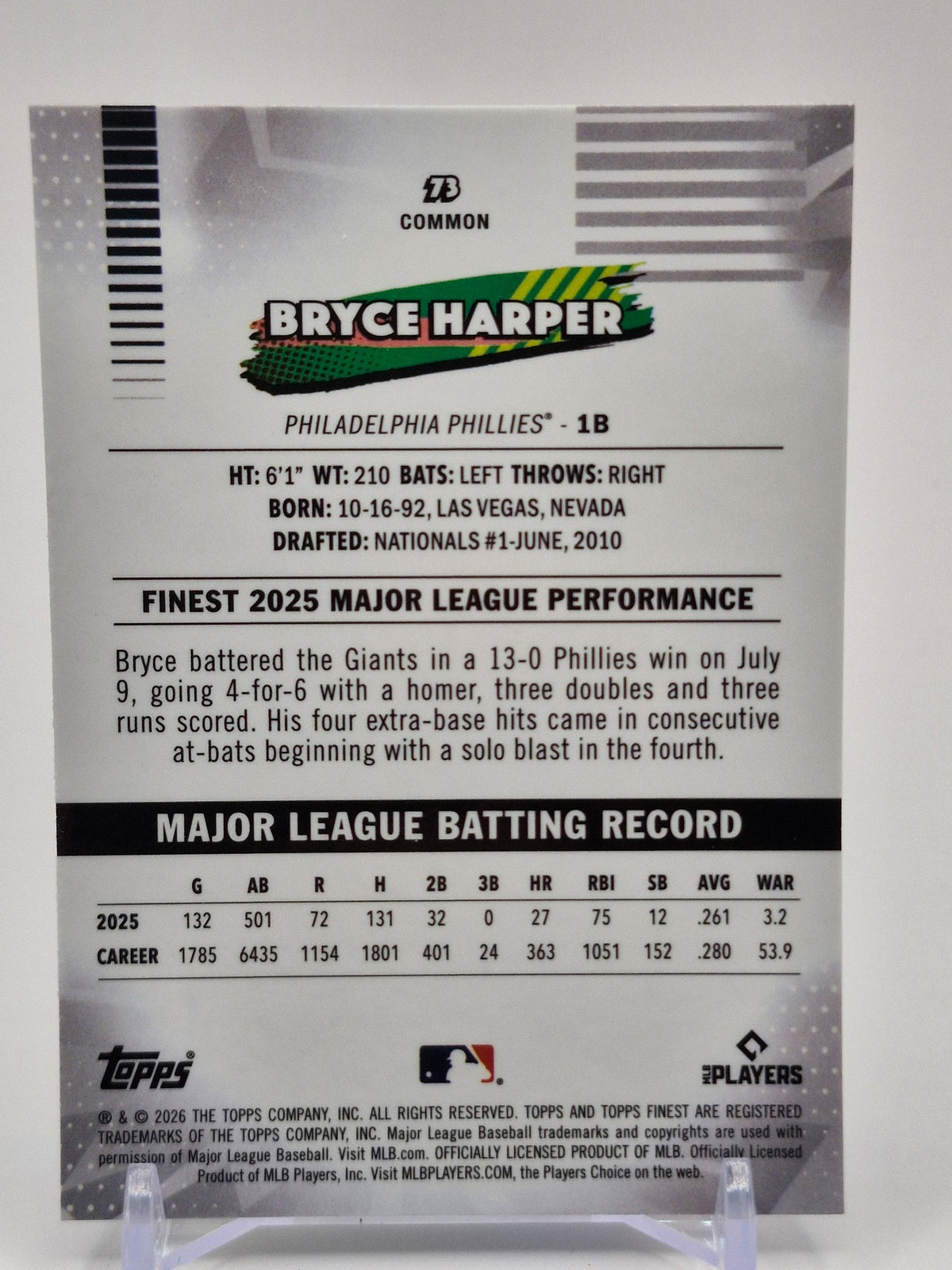 2025 Finest #73 Bryce Harper