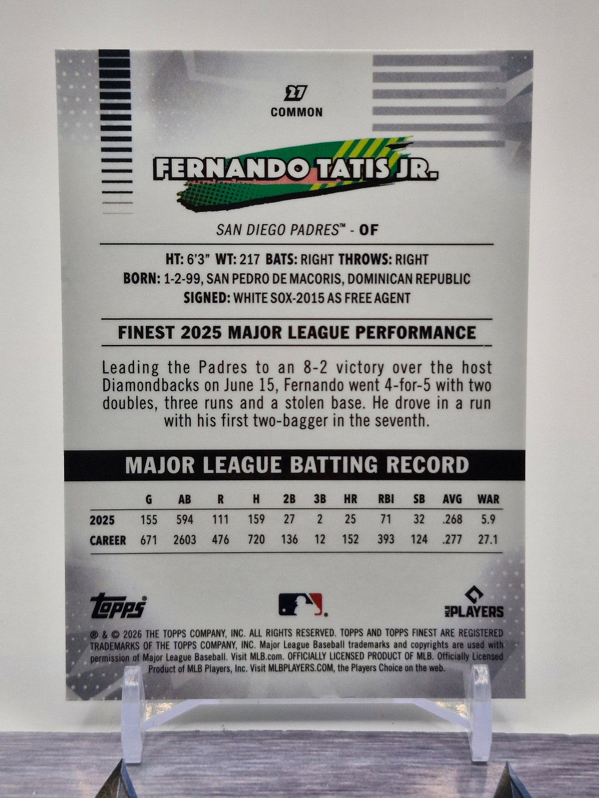 2026 Finest #27 Fernando Tatis Jr.