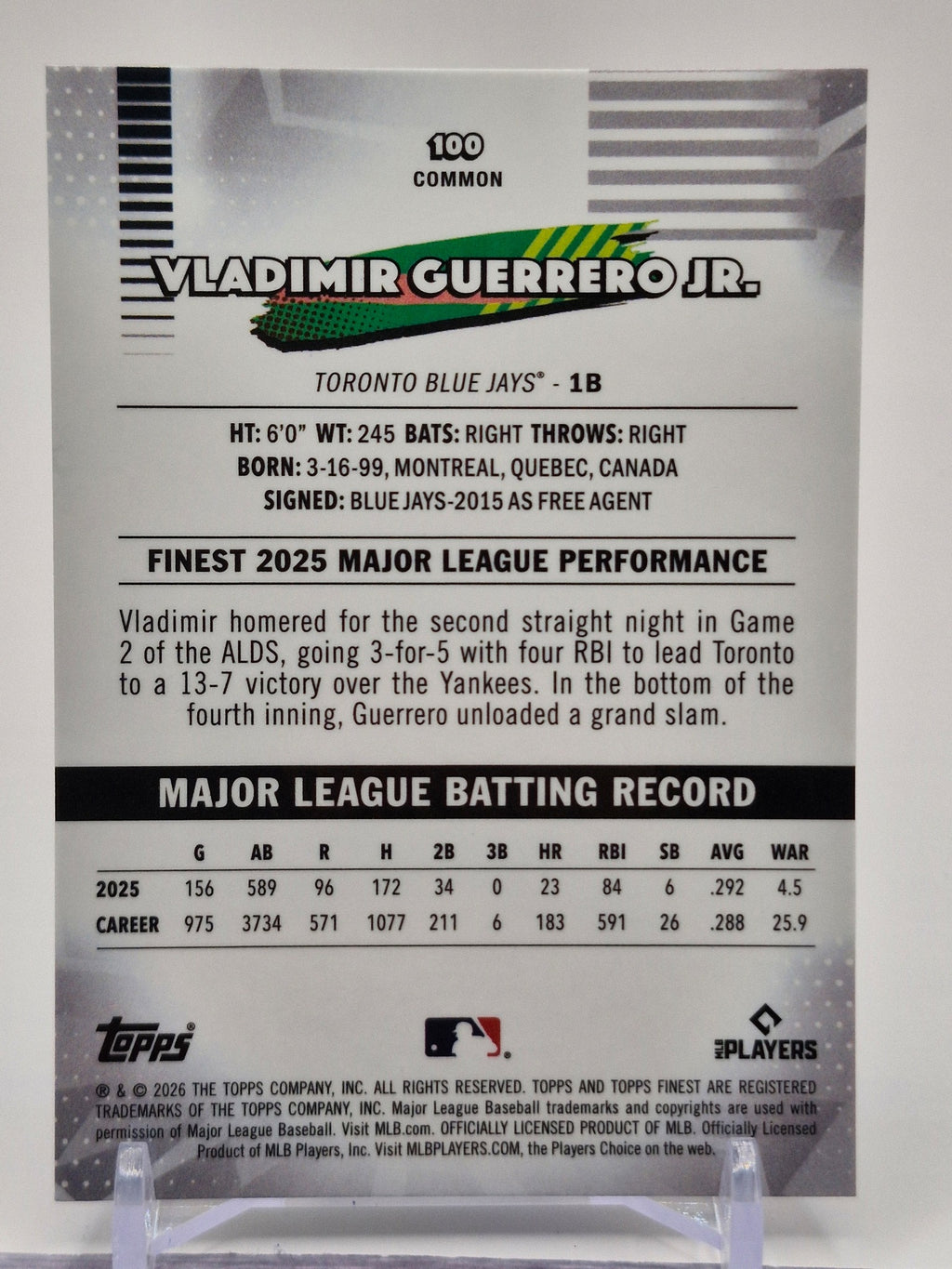 2026 Finest #100 Vladimir Guerrero Jr.