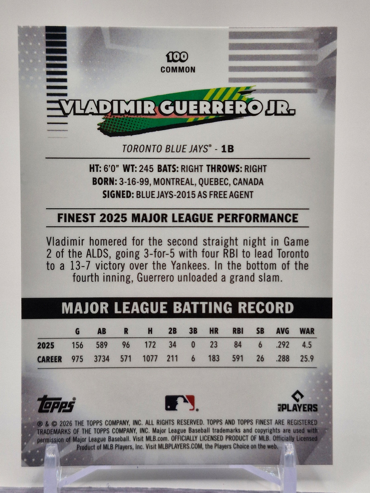 2026 Finest #100 Vladimir Guerrero Jr.