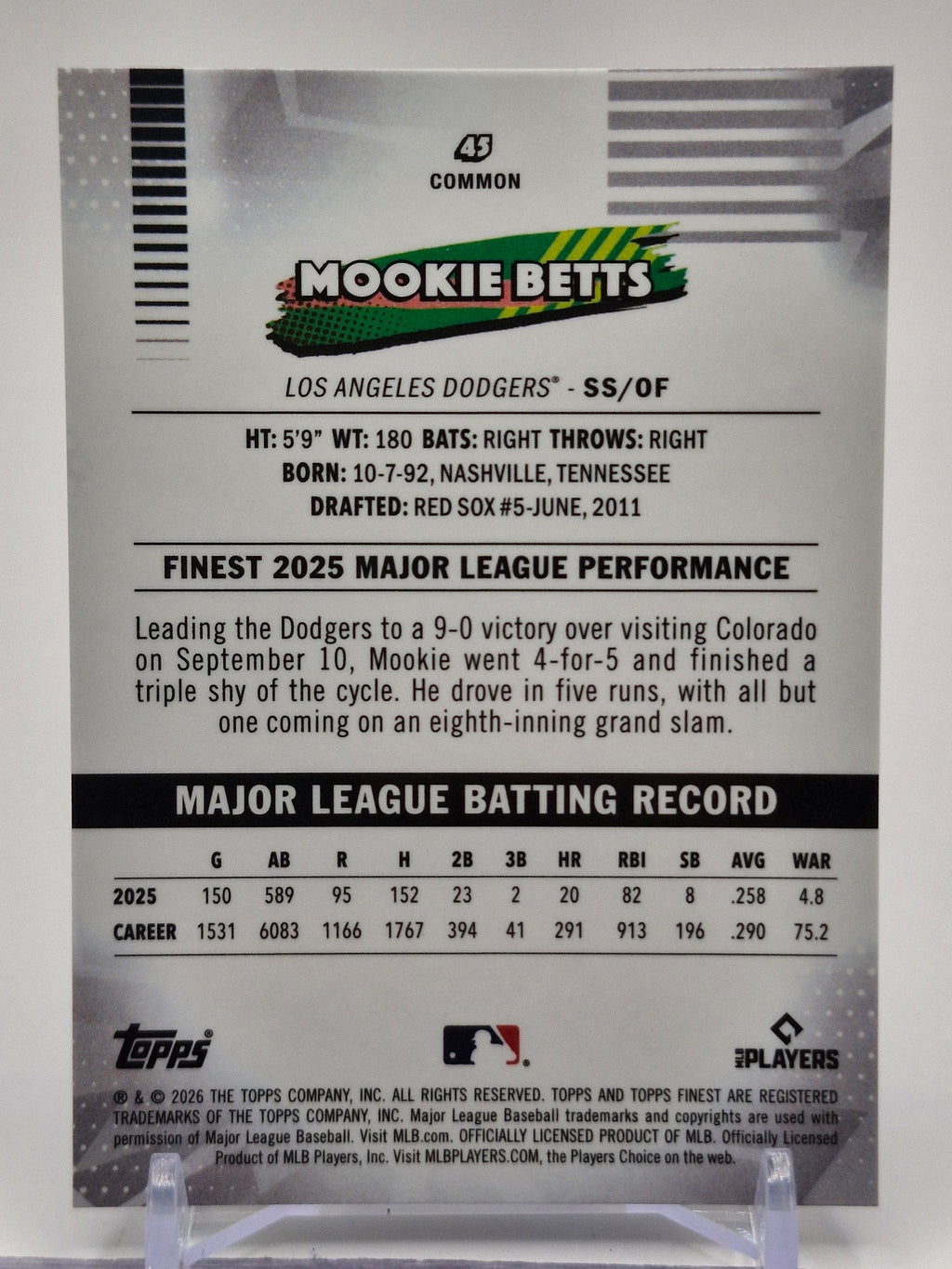 2026 Finest #45 Mookie Betts