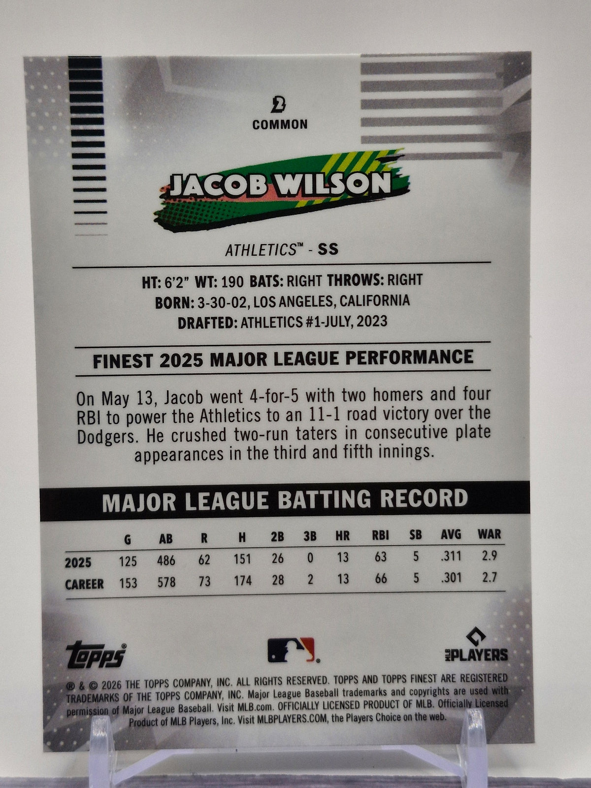 2026 Finest #2 Jacob Wilson
