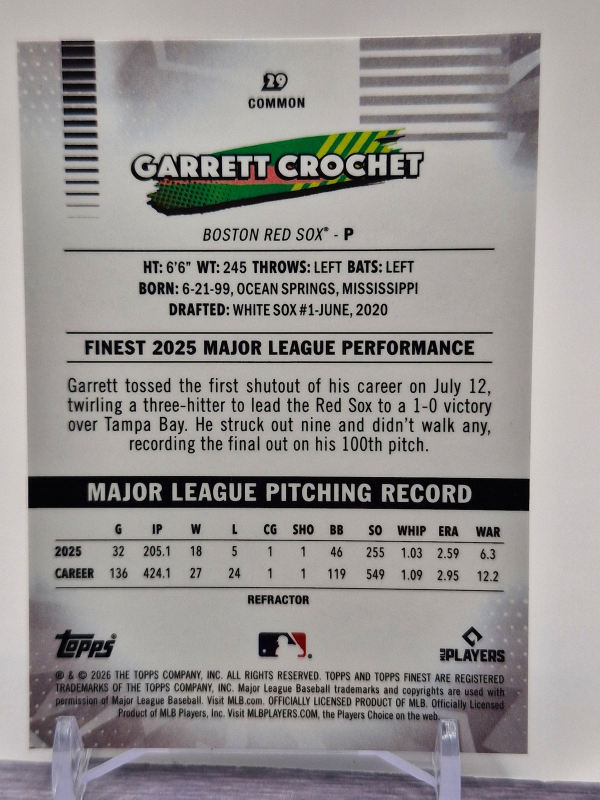 2026 Finest #29 Garrett Crochet