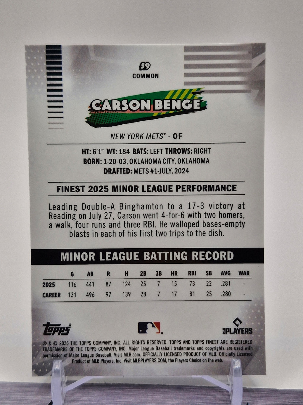 2026 Finest #59 Carson Benge