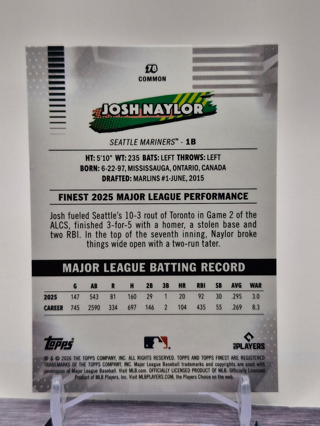 2026 Finest #78 Josh Naylor