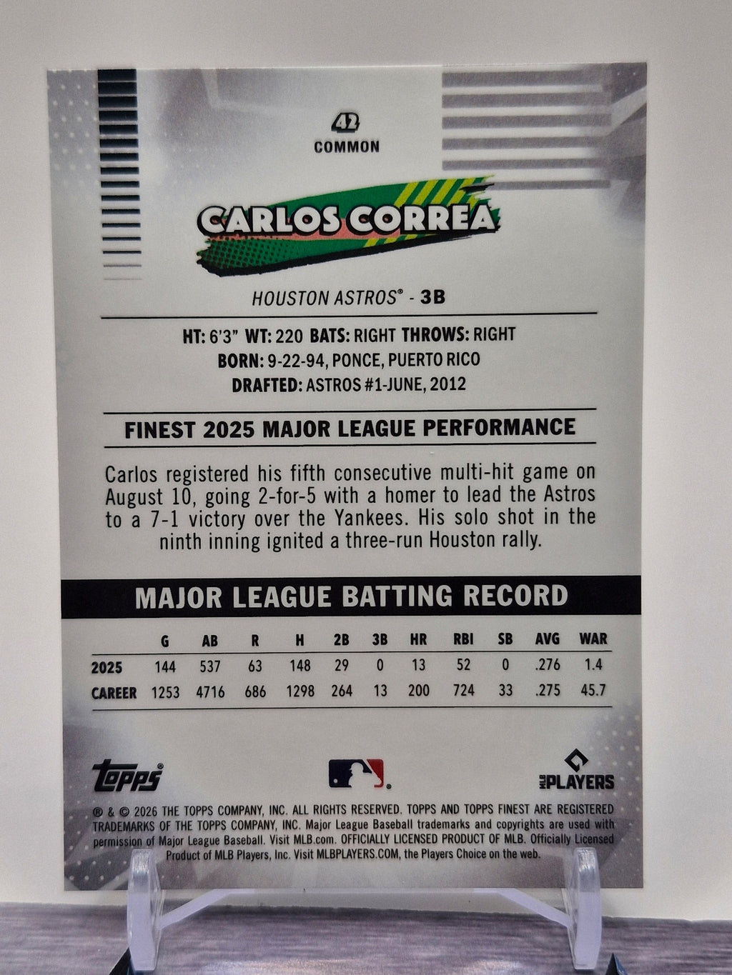 2026 Finest #42 Carlos Correa