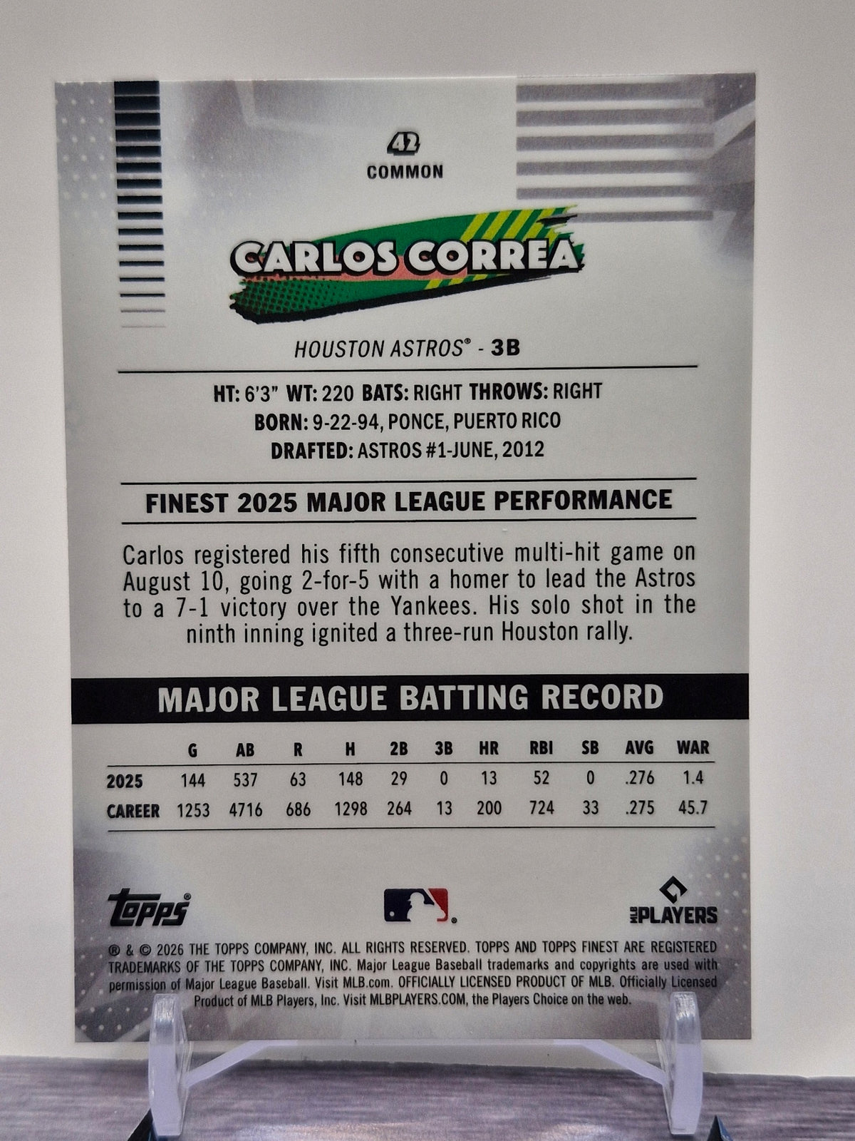 2026 Finest #42 Carlos Correa