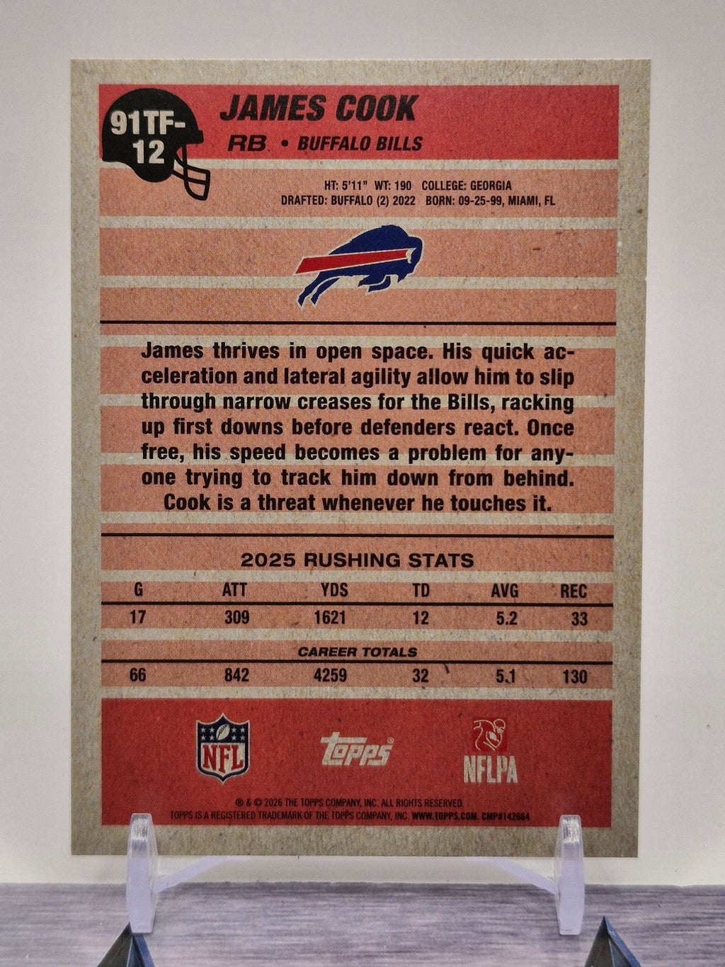 2026 Topps Flagship #91TF-12 James Cook 1991 Topps Football
