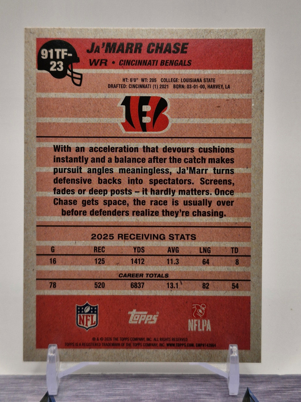 2026 Topps Flagship #91TF-23 Ja'Marr Chase 1991 Topps Football Crackle