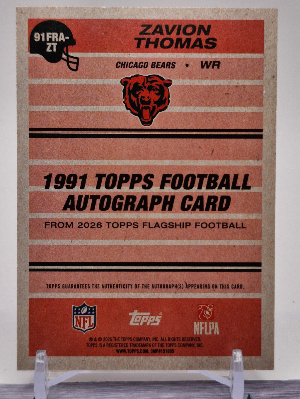 Flagship #91FRA-ZT Zavion Thomas 1991 Topps Football Rookie Autographs Gold