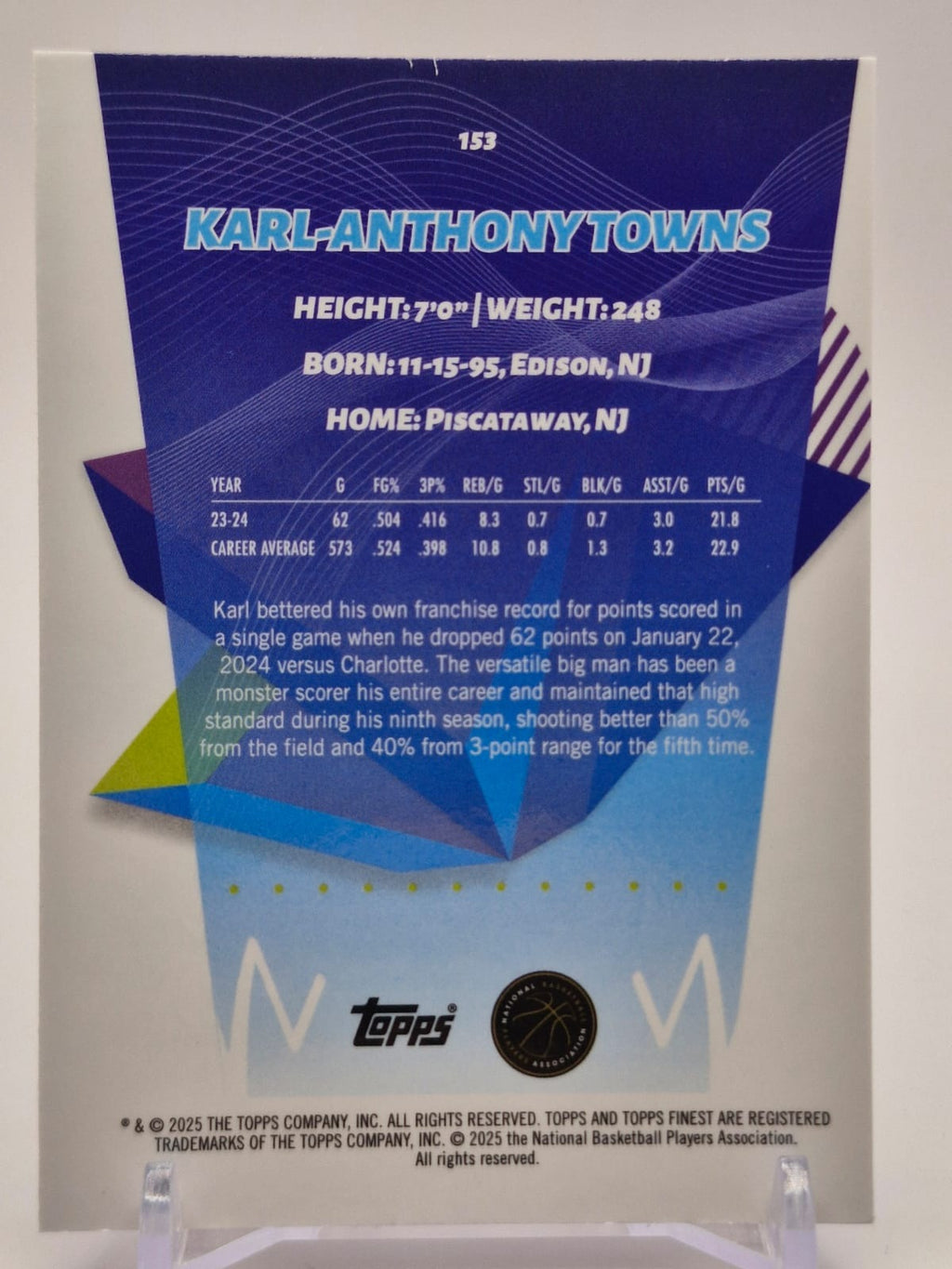 2024-25 Finest #153 Karl-Anthony Towns #/150