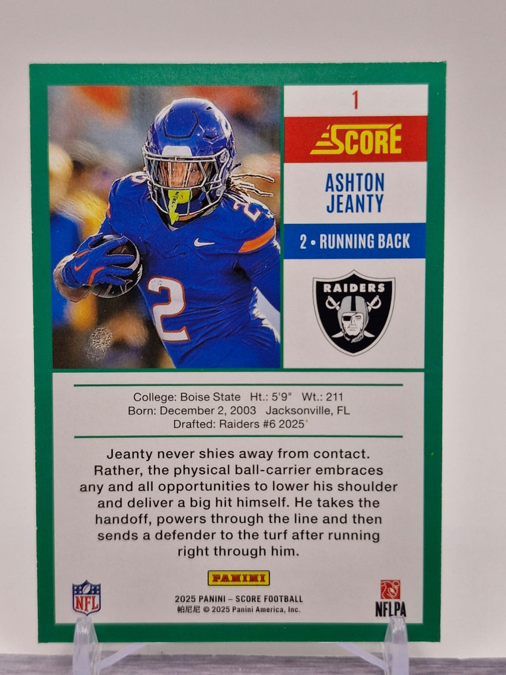 2025 Score #1 Ashton Jeanty Anniversary Rookies Gold