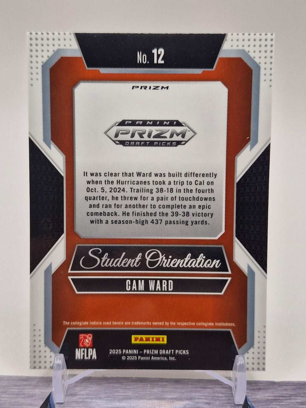 2025 Panini Prizm Draft Picks #12 Cam Ward Student Orientation Green Pulsar #/49