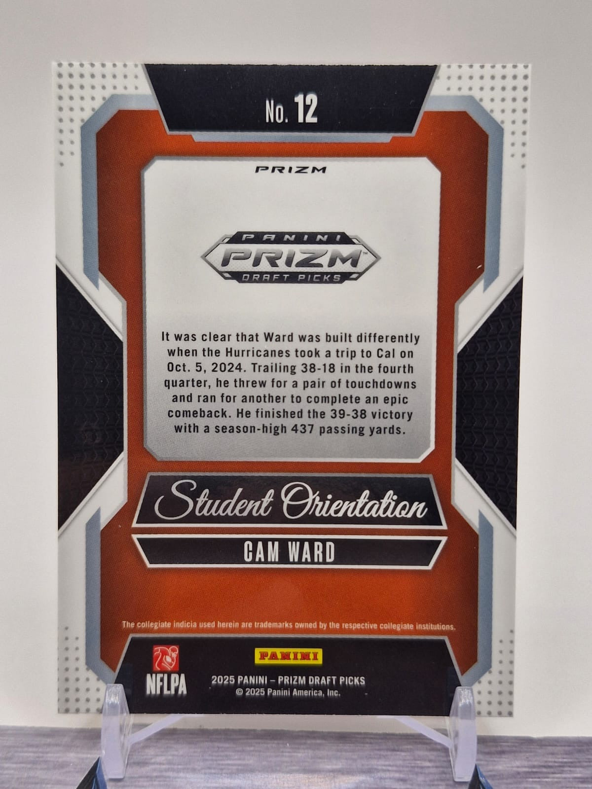 2025 Panini Prizm Draft Picks #12 Cam Ward Student Orientation Green Pulsar #/49