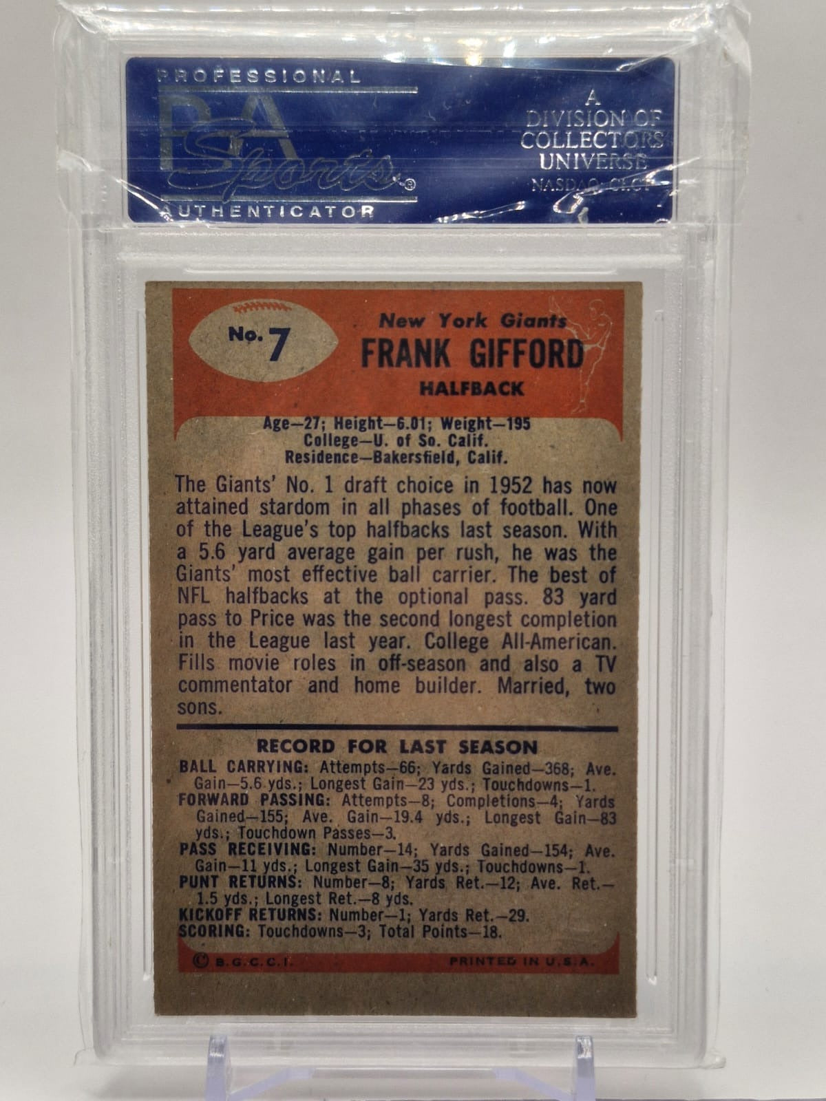 1955 Bowman #7 Frank Gifford