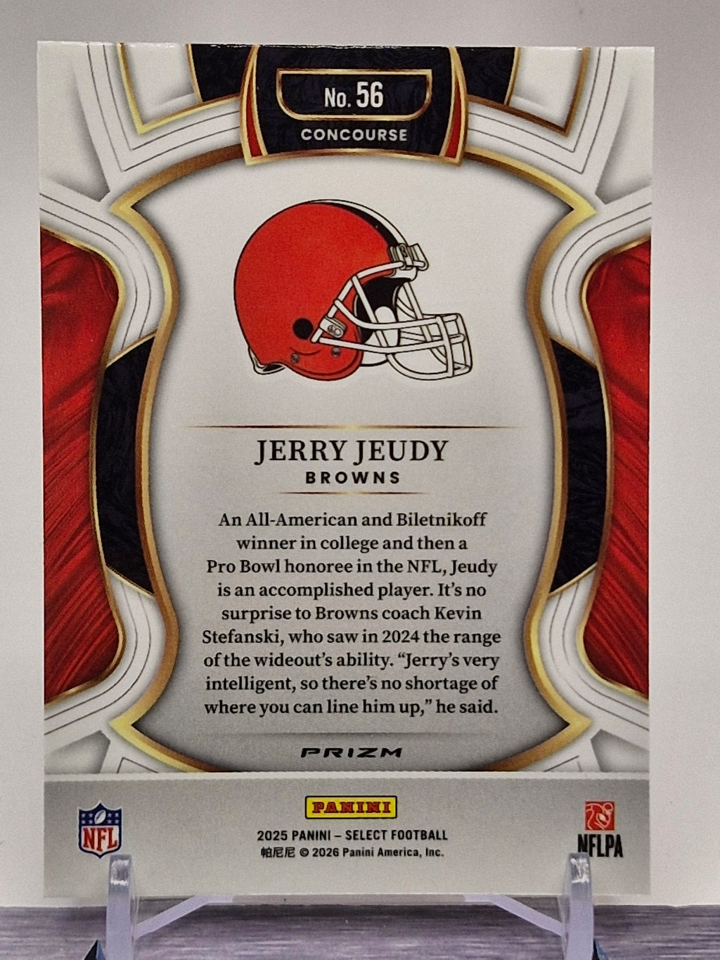 2025 Panini Select #56 Jerry Jeudy Red and Blue Prizm Shock