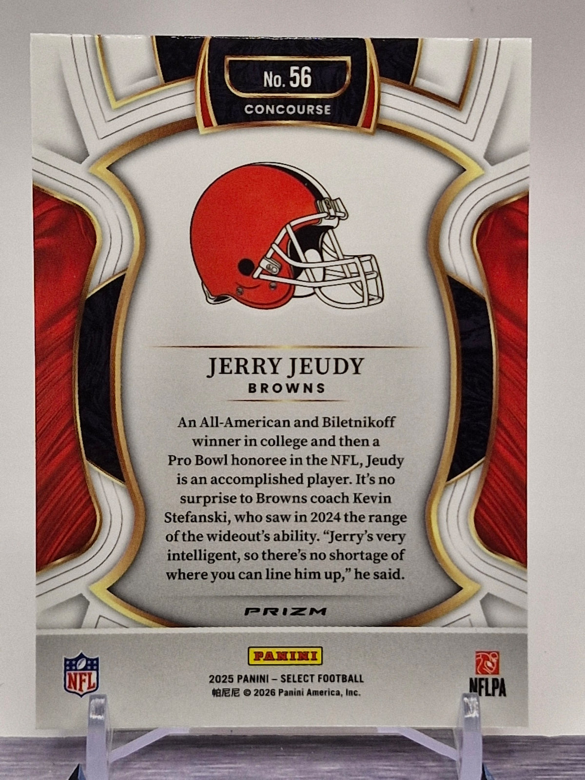 2025 Panini Select #56 Jerry Jeudy Red and Blue Prizm Shock