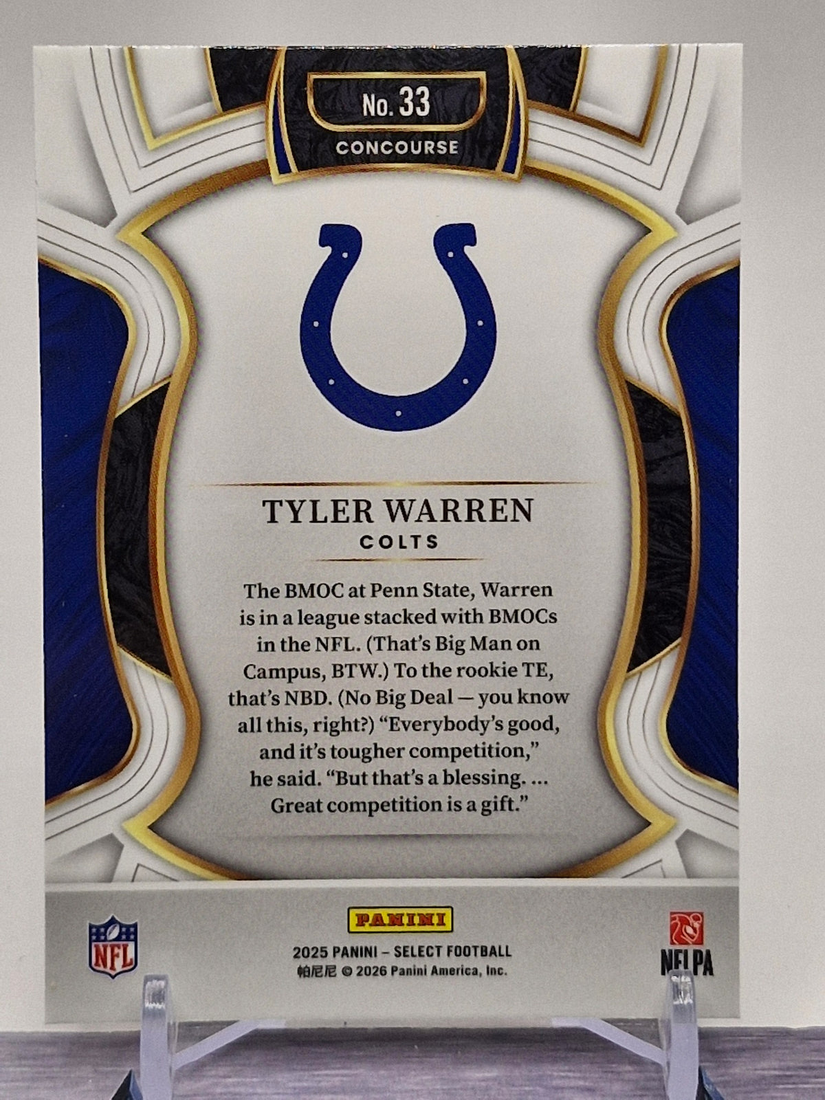 2025 Panini Select #33 Tyler Warren Silver Prizm