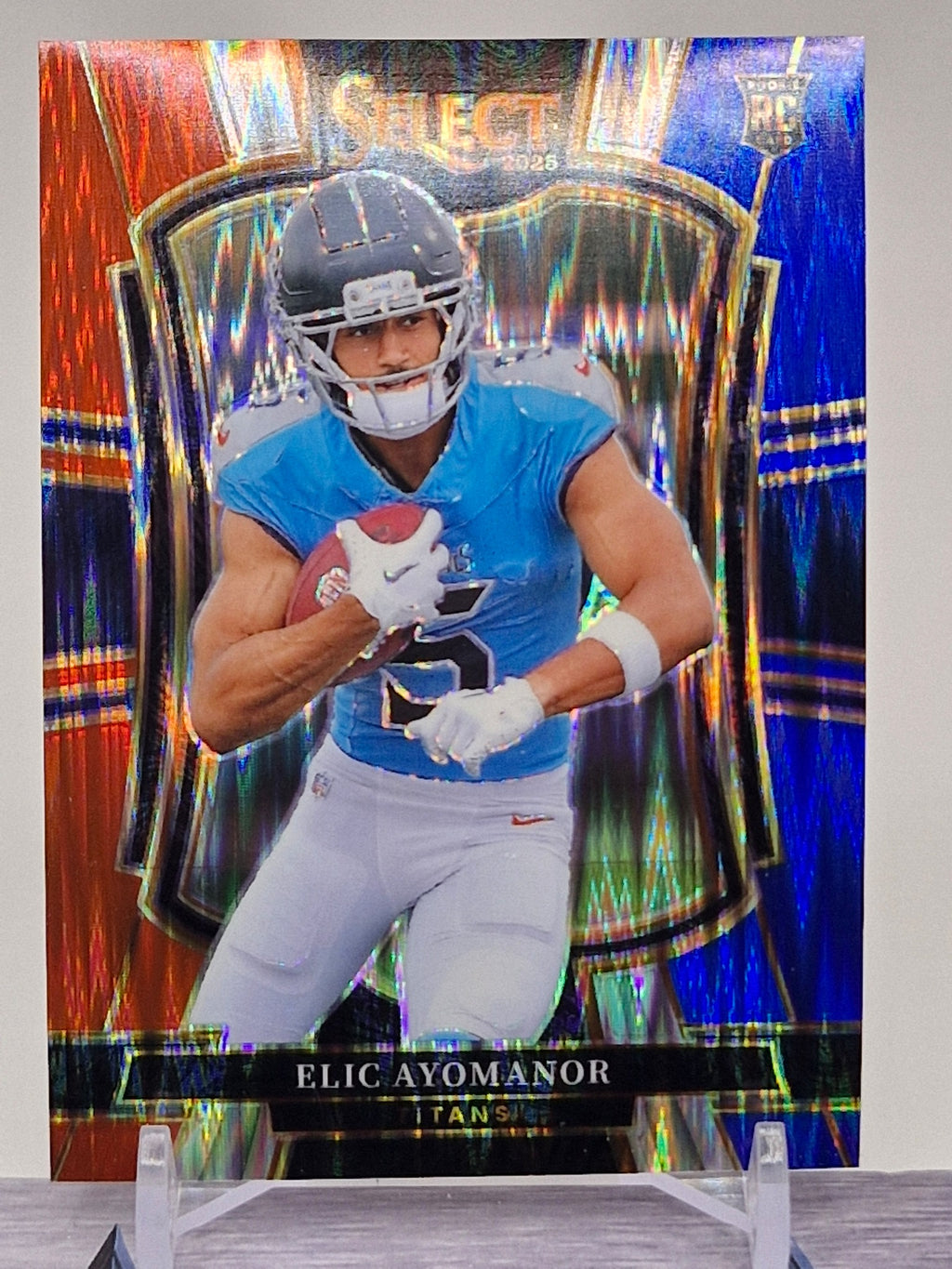 2025 Panini Select #127 Elic Ayomanor Black and Red Prizm Shock