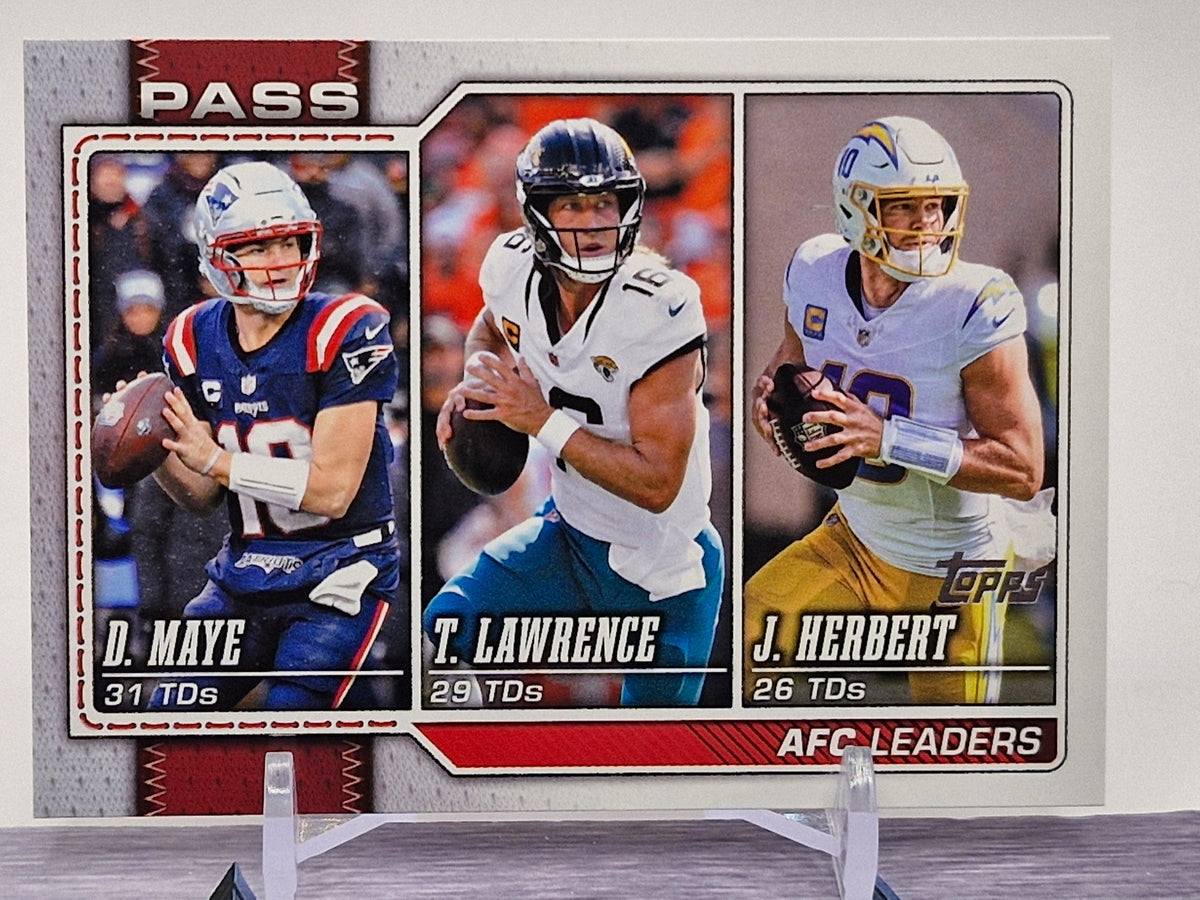 2026 Topps Flagship #282 AFC Passing Leaders (Lawrence / Maye / Herbert)