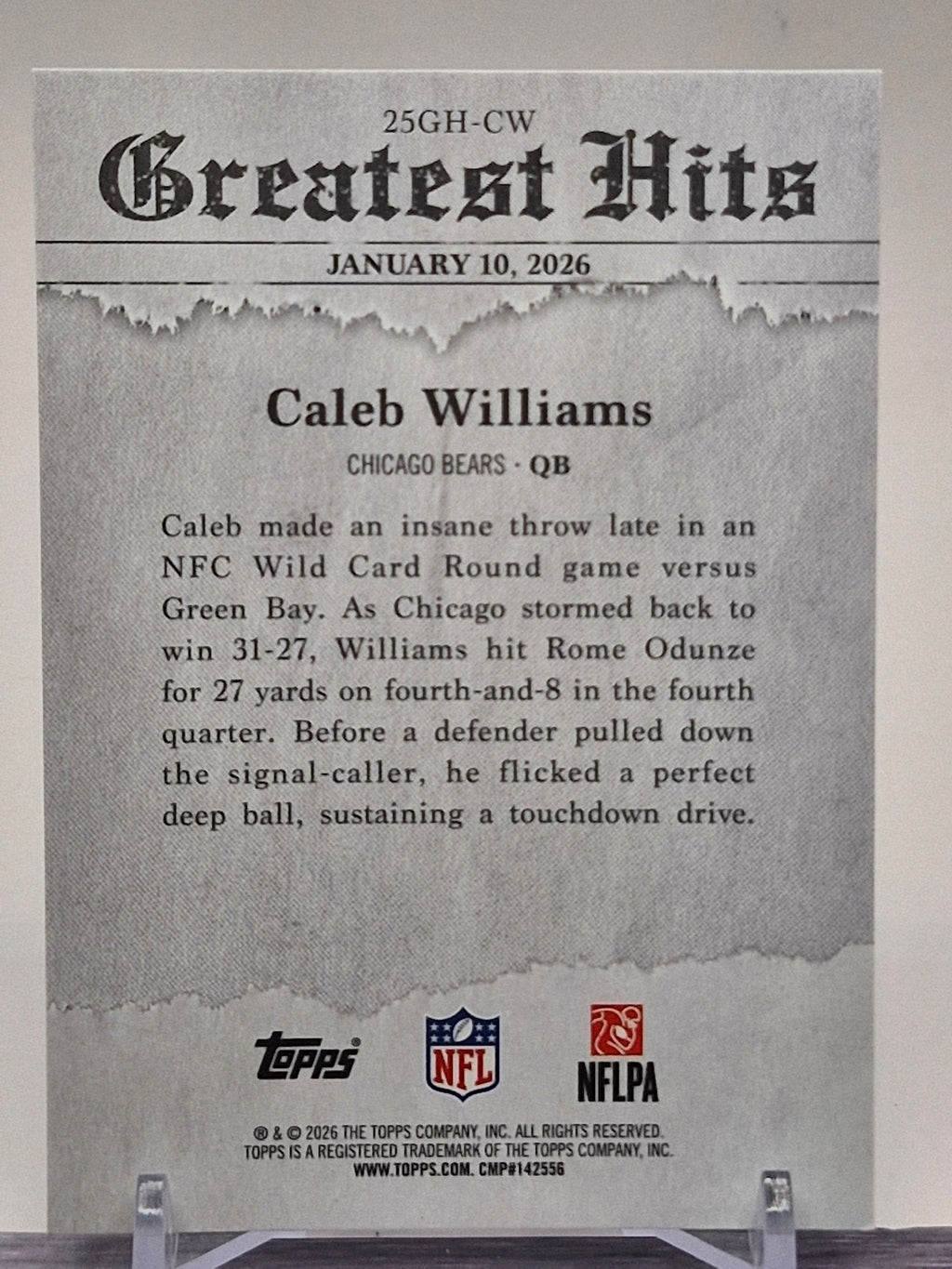 2026 Topps Flagship #25GH-CW Caleb Williams 2025 Greatest Hits