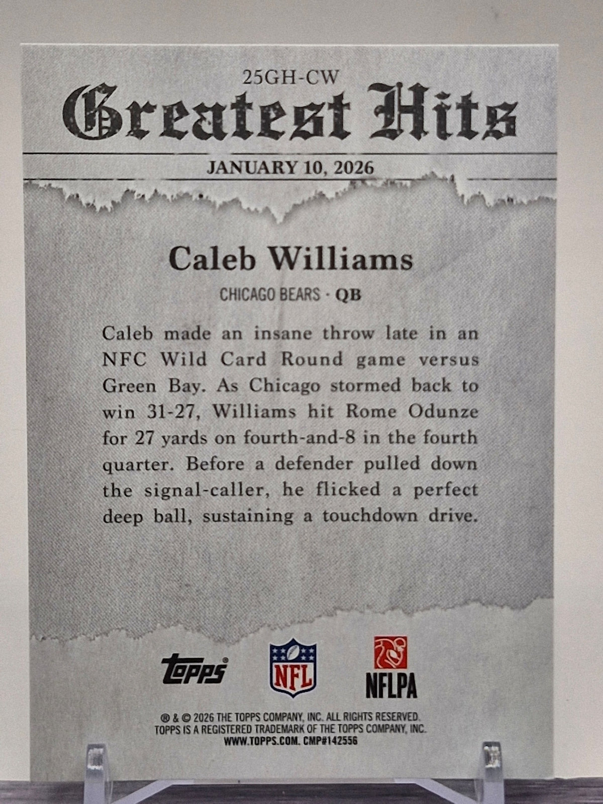 2026 Topps Flagship #25GH-CW Caleb Williams 2025 Greatest Hits