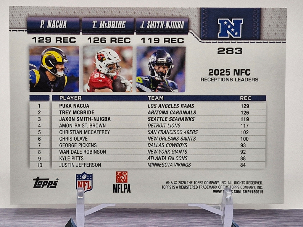 2026 Topps Flagship #283 NFC Receiving Leaders (McBride / Nacua / Smith-Njigba)
