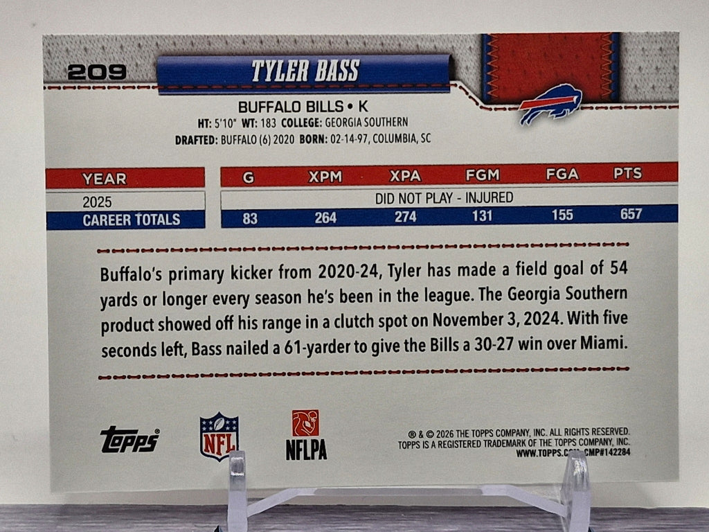 2026 Topps Flagship #209 Tyler Bass