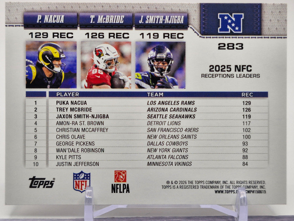 2026 Topps Flagship #283 NFC Receiving Leaders ( McBride / Nacua / Smith-Njigba)