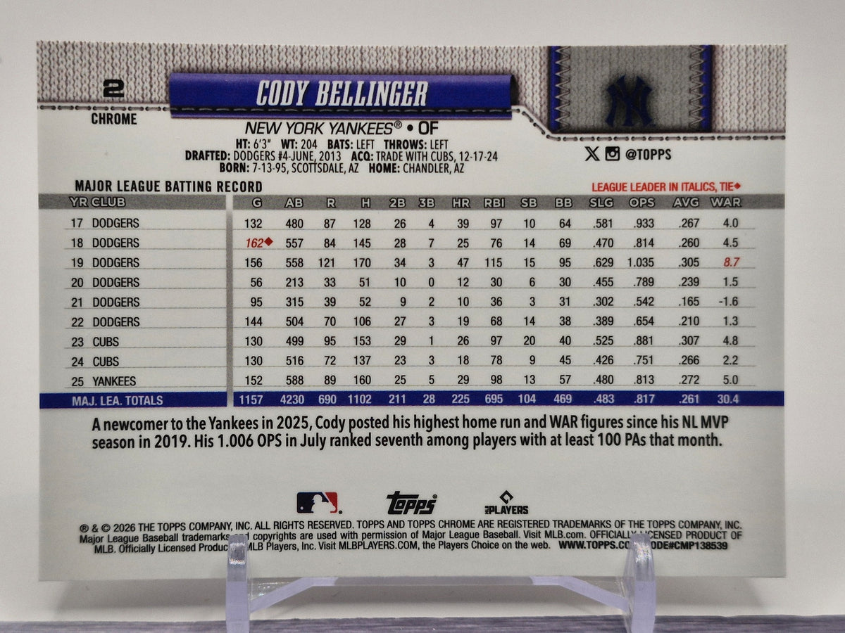 2026 Topps #607 Cody Bellinger Silver Crackle Foil