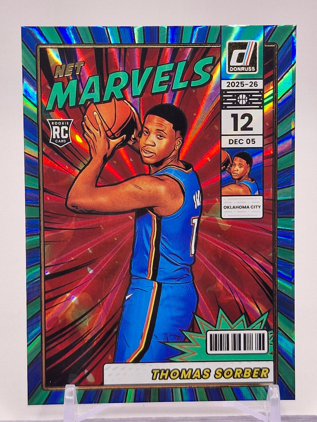 2025-26 Donruss #14 Thomas Sorber Net Marvels Holo Green Laser
