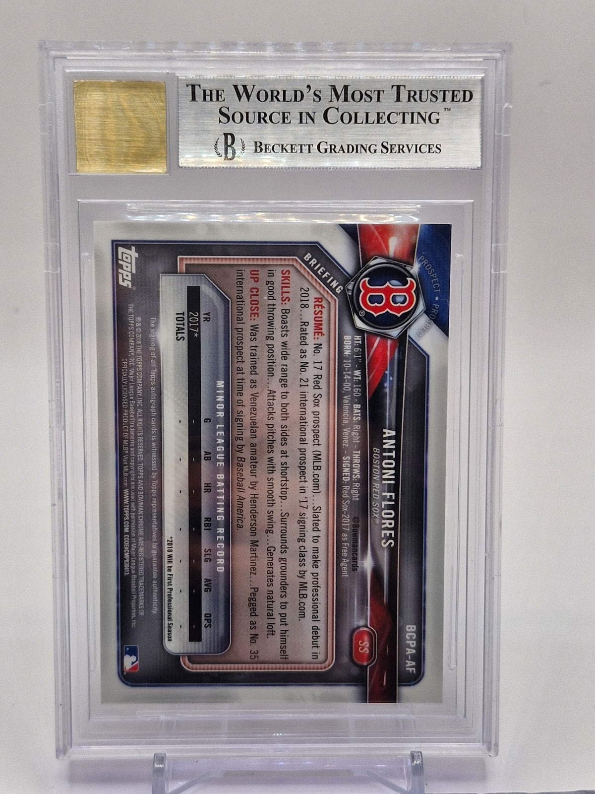 2018 Bowman Chrome #BCPA-AF Antoni Flores Prospects Autographs Refractor #/25