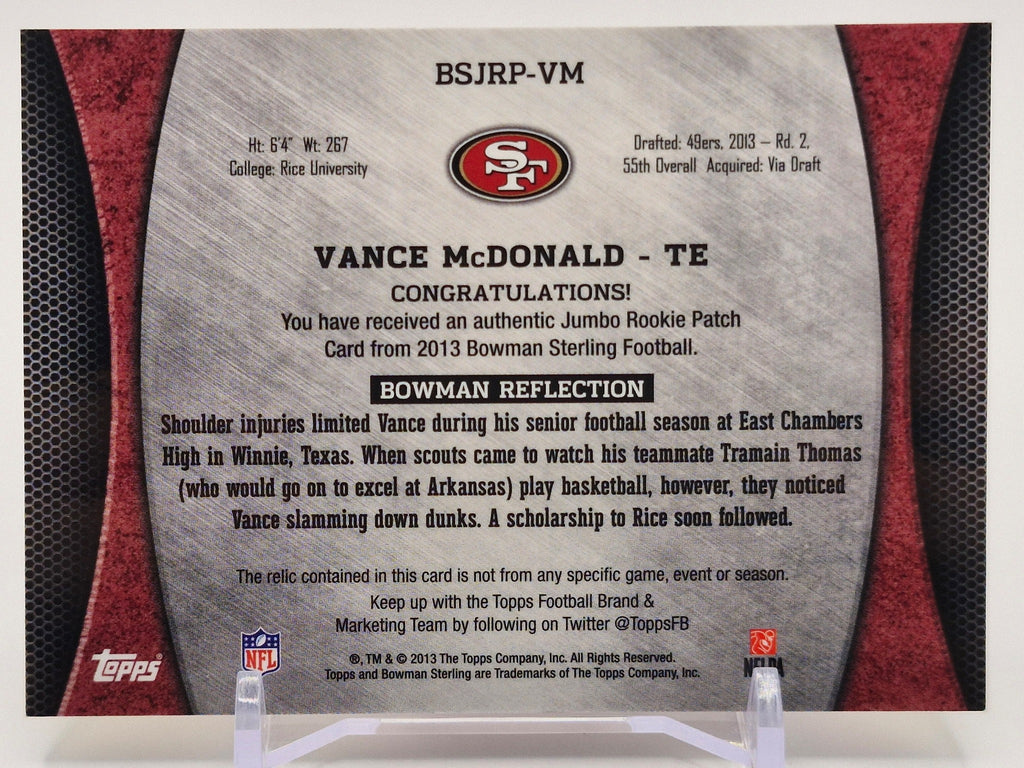 2013 Bowman Sterling #51 Vance McDonald #/20