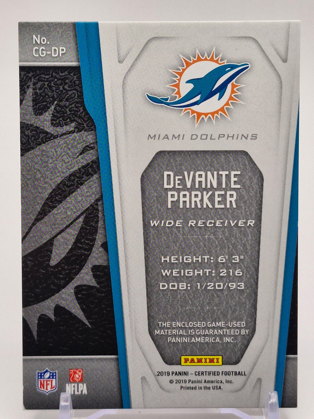 2018 Panini Certified #CG-DP DeVante Parker Certified Gamers #/199