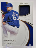2019 Panini Immaculate #IS-JN Jacob Nix Immaculate Swatches Laundry Tag
