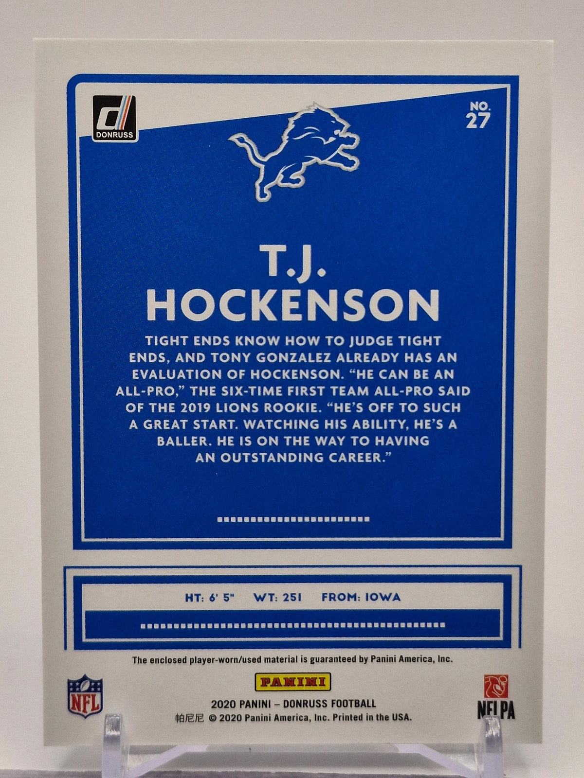 2020 Donruss #27 T.J. Hockenson Donruss Threads