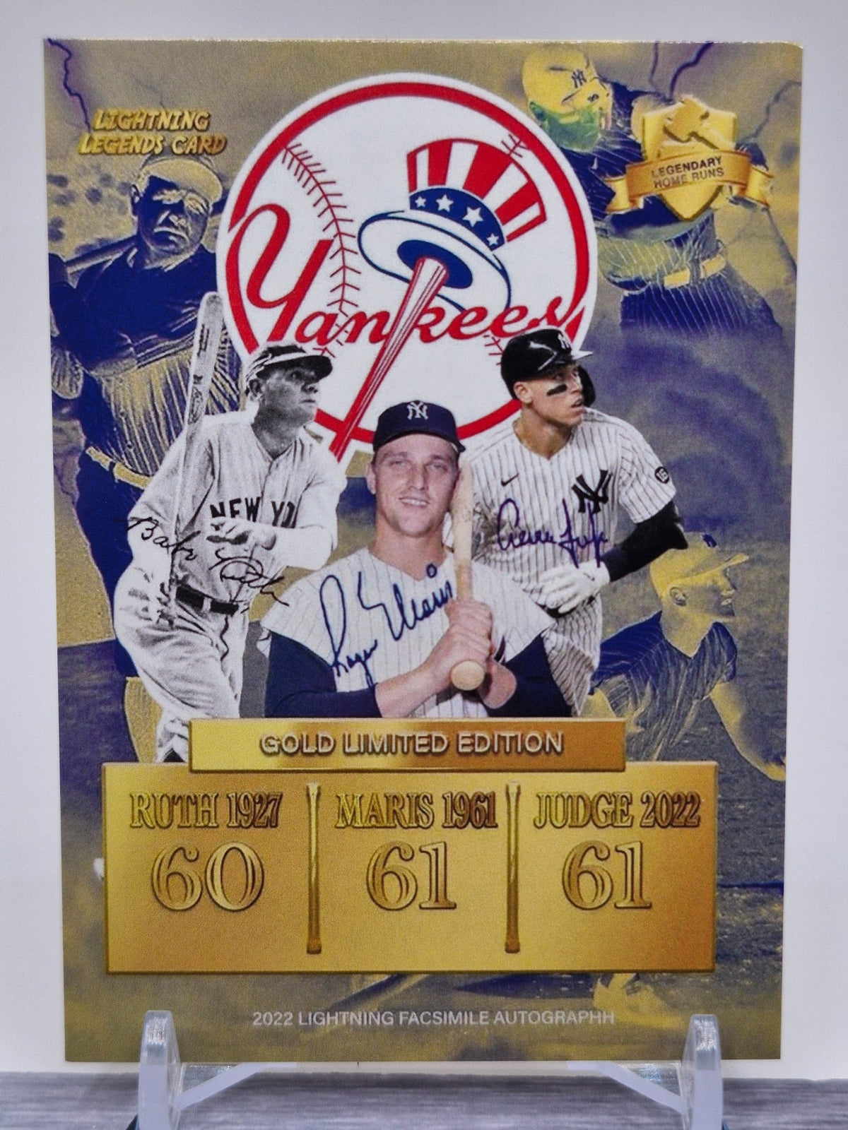Yankees Gold Limited Edition Home runs Card Ruth Maris And Judge