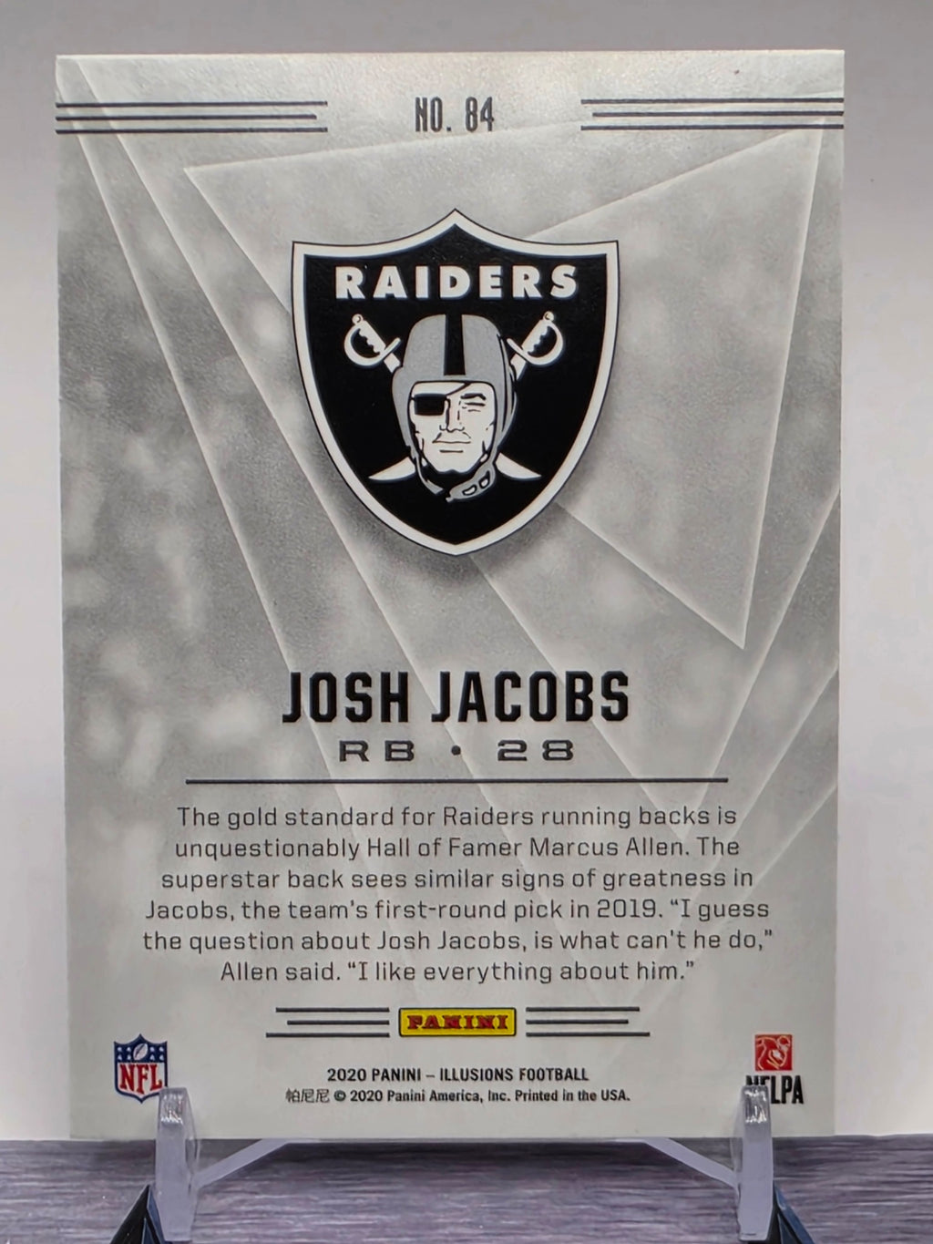 2020 Panini Illusions #84 Josh Jacobs Trophy Collection Light Blue #/199