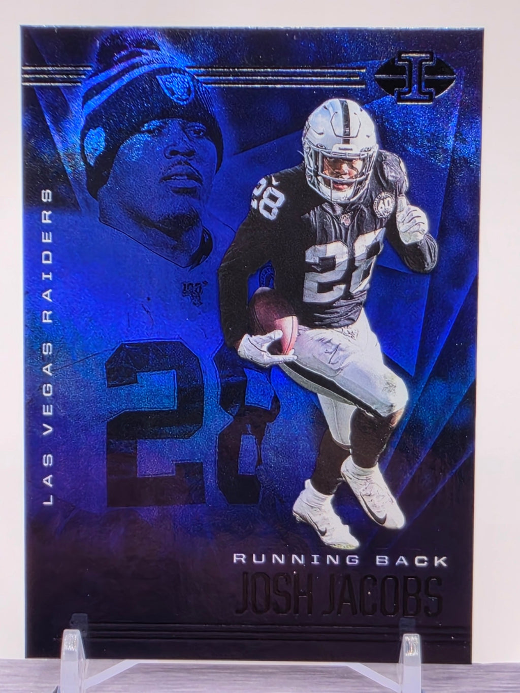 2020 Panini Illusions #84 Josh Jacobs Trophy Collection Light Blue #/199