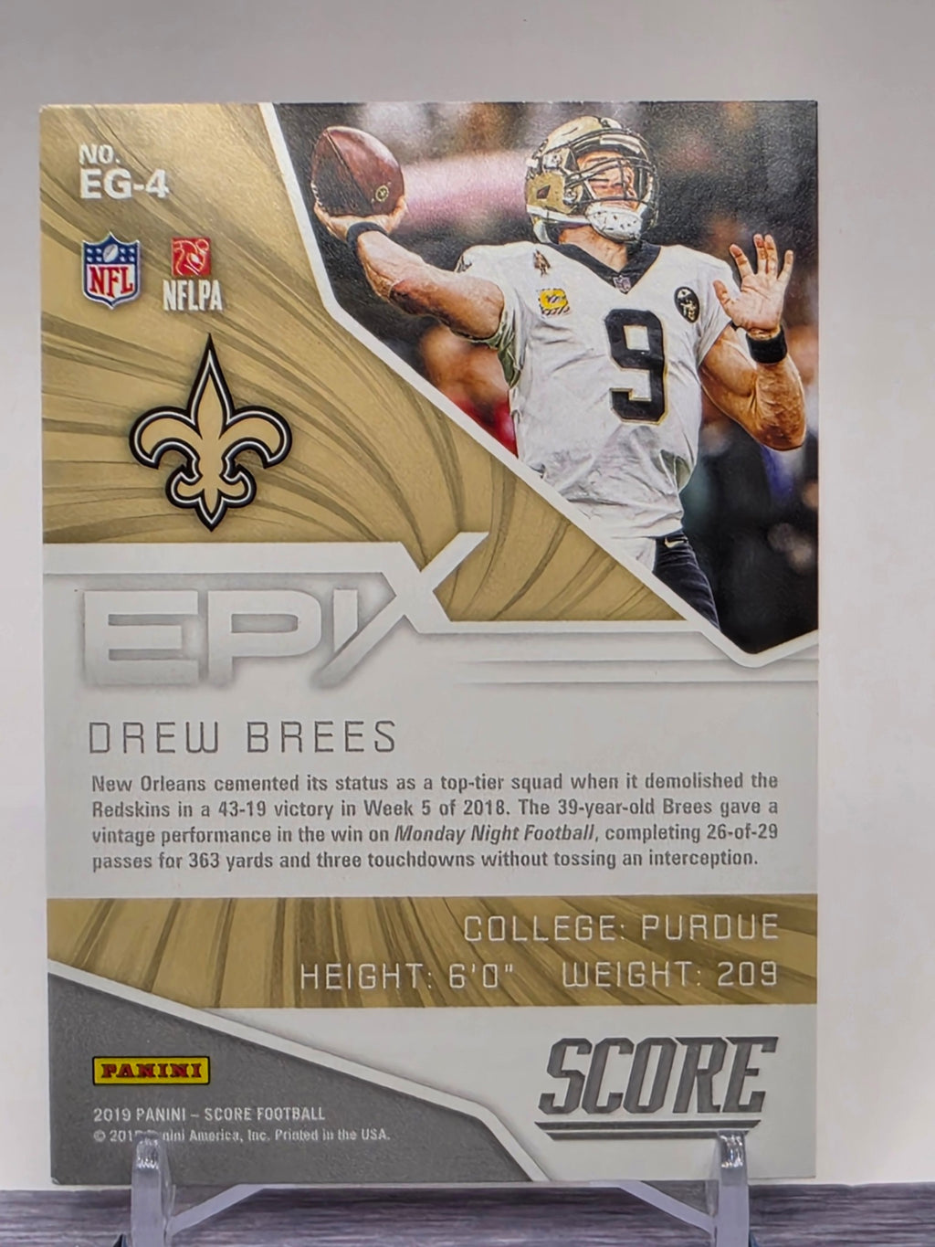 2019 Score #EG-4 Drew Brees Epix Game